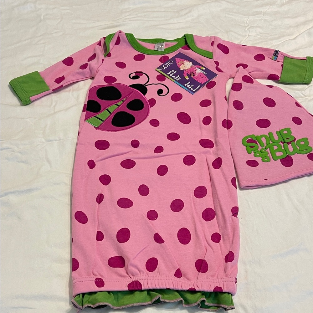 NWT SOZO Pink and Green Ladybug Kids Pajamas